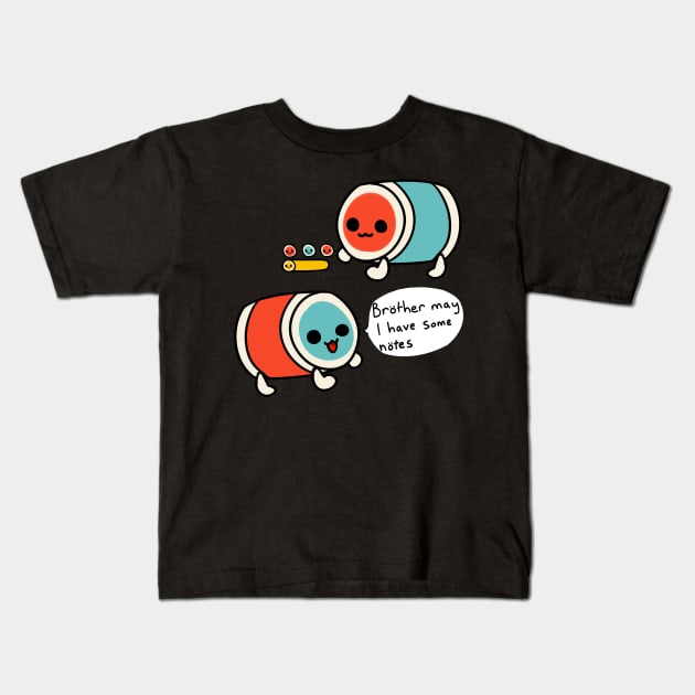 taiko notes Kids T-Shirt by nekomachines